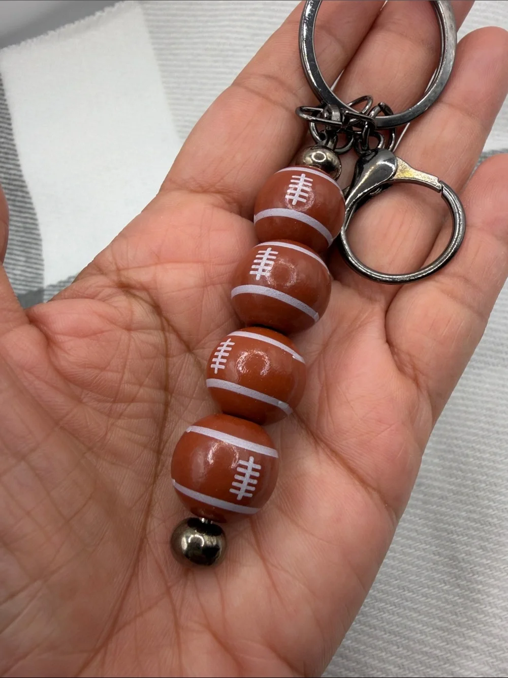 Football Bead Keychain